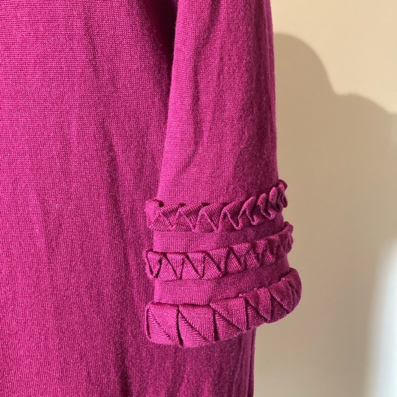 Diane Von Furstenberg Wool MIDI Knit Dress Size L Maroon - Picture 13 of 13